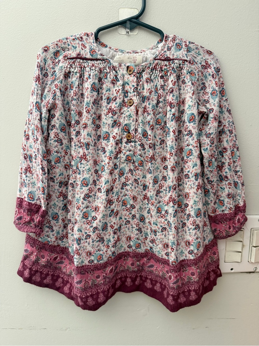 Zara Floral Long-Sleeve dresses in Cream and Burgundy